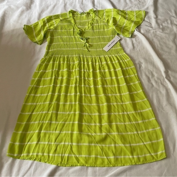 NEW Chloe + Rene Small Bright Green Stripe Dress Sundress ~ Beach Summer Casual - Picture 5 of 10
